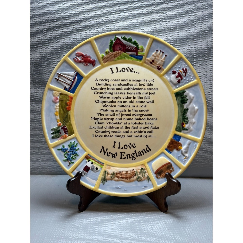 I Love New England Hand Painted 3D Relief Decorative Collector Plate Insights